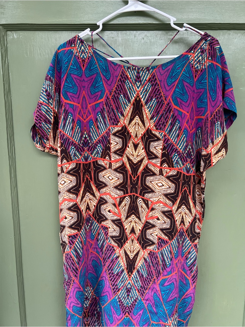 Vix Paula Hermanny 100% Silk Multicolor Tribal Print Swim Coverup - Medium